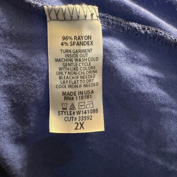 B-L-E-U Royal Blue Tie-Dye V-Neck Tunic Top 2X - Picture 4 of 6